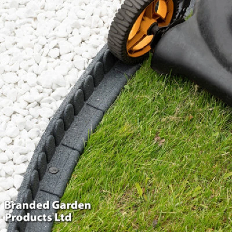 Image of Garden Gear Lawnmower Friendly Flexi-Edge Border Curve Edging Stone Effect Eco Friendly Earth Coloured Recycled Rubber (Grey X1)