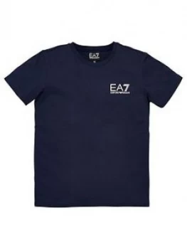 Image of Emporio Armani EA7 Short Sleeve Logo T-Shirt Navy Size 10 Years Boys
