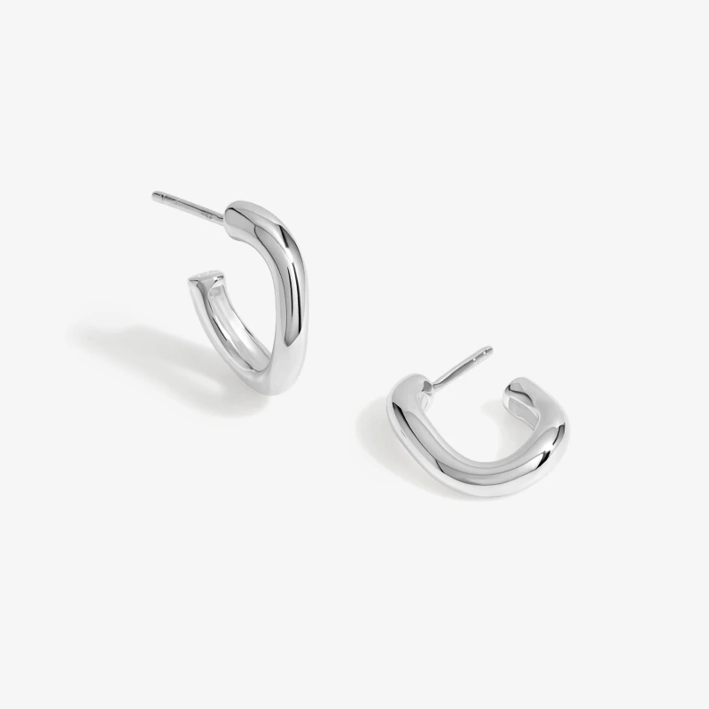 Image of Simply Silver Sterling Silver 925 Polished Curve Twist Hoop Earrings Silver