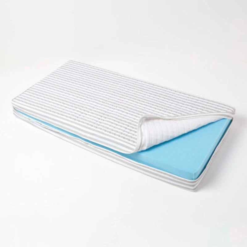 Image of Homescapes Grey Stripe Quilted Cotton 2 Seater Orthopaedic Booster Cushion Cover