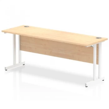Image of Trexus Rectangular Slim Desk White Cantilever Leg 1800x600mm Maple Ref