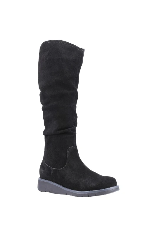 Image of Hush Puppies Womens Lucinda Suede Zip Up Memory Foam Boots UK Size 4 (EU 37) Black HUS698-BLACK-4