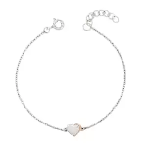 image of D for Diamond Childrens Silver & Rose Gold Plated Diamond Heart Bracelet