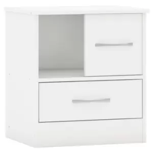 Image of Nevada Sliding Door 1 Drawer Bedside in White Gloss Finish
