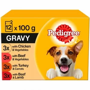 image of Pedigree Pouch Adult Wet Dog Food Real Meals in Gravy 12 x 100g