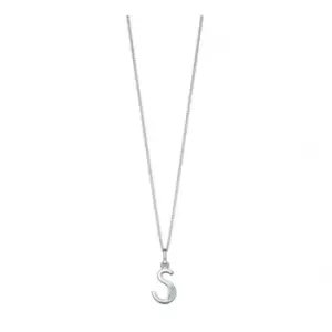 image of Beginnings Sterling Silver Art Deco Initial S Cubic Zirconia Pendant P4741C