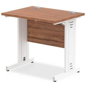 Image of Trexus Desk Rectangle Cable Managed White Leg 800x600mm Walnut Ref