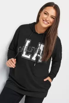 image of 'LA' Varsity Sequin Longline Hoodie