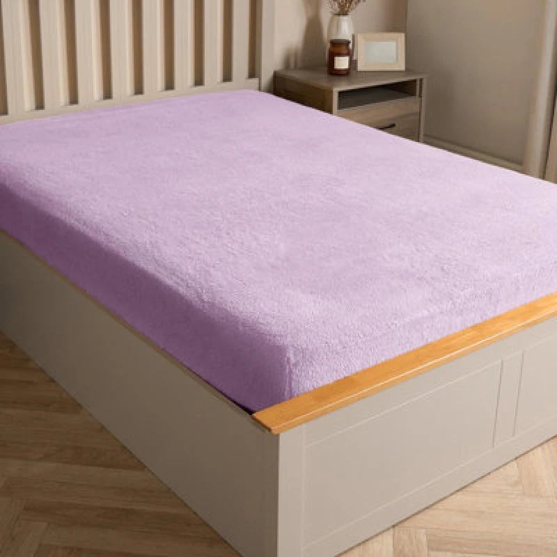 Image of OHS OHS Teddy Fleece Thermal Fitted Bed Sheet in Lilac Size: Single Fitted Lilac Single Fitted Unisex 5027434190829