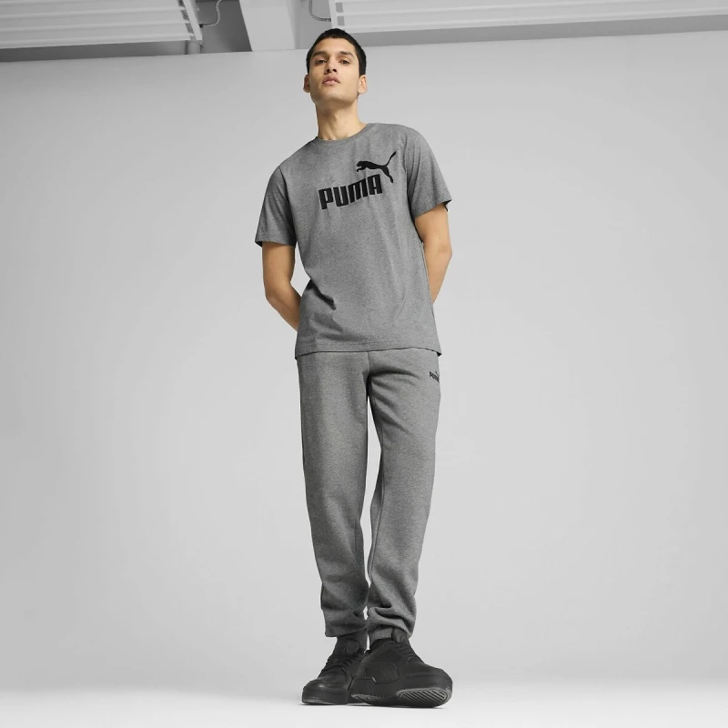 Image of Puma Essential Large Logo T-Shirt with Short Sleeves grey Cotton L