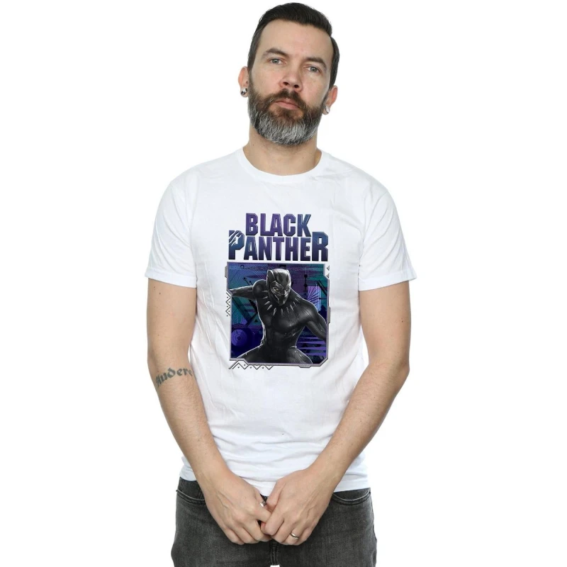 Image of Marvel Marvel Men Black Panther Tech Badge T-Shirt in White Size: Small White S Male 5057864300789