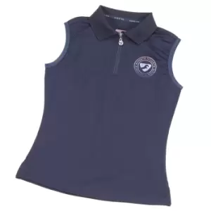 image of Aubrion Girls Harrow Sleeveless Polo Shirt (11-12 Years) (Dark Navy)