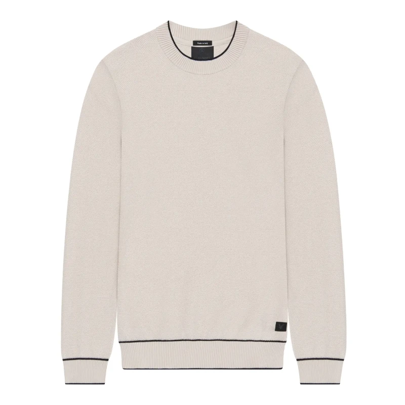 Image of Lyle and Scott Mens Knitted Crew Neck Jumper Bl Sand Marl male S