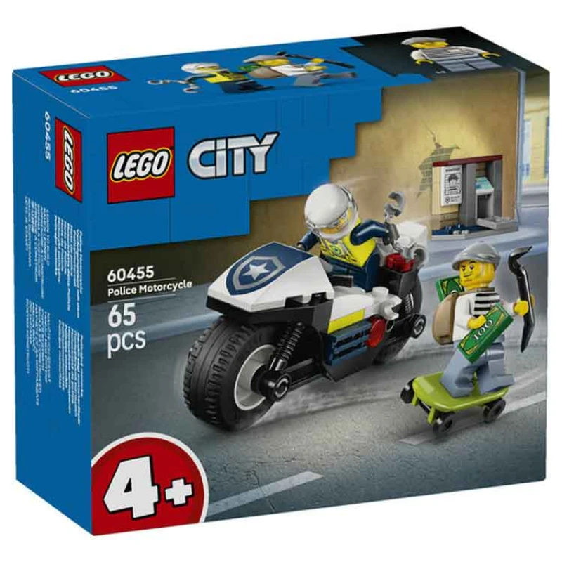 Image of LEGO City Police Motorcycle Chase Toy, Motorbike Set For Ages 4 And Over 60455 1025684