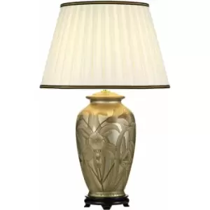 image of Loops - Table Lamp Ivory with Black and Gold trim Shade Silver LED E27 60w Bulb