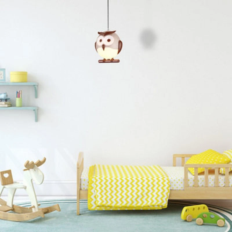 Image of Milagro Owl Ceiling Lamp 1Xg9 Part Of The Nature Themed Childrens Range Great For Bedroom Nursery Or Playhouse Safe And Comforting