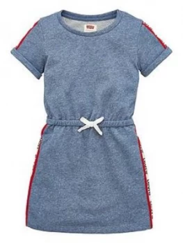 Image of Levis Girls Logo Tape Jersey Dress - Blue, Size 8 Years, Women