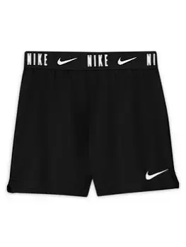 image of Nike Girls Dri-FIT Trophy 6" Short - Black/White, Size S=8-9 Years