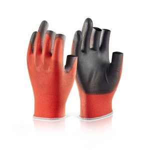 image of Click2000 PU Coated 3 Fingerless Glove L Red Ref EC10L Pack 10 Up to 3