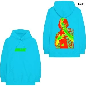Image of Billie Eilish - Thermal Photo Unisex Large Hoodie - Blue