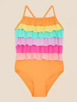 Accessorize Girls Ruffle Swimsuit - Multi, Size Age: 5-6 Years, Women - main image