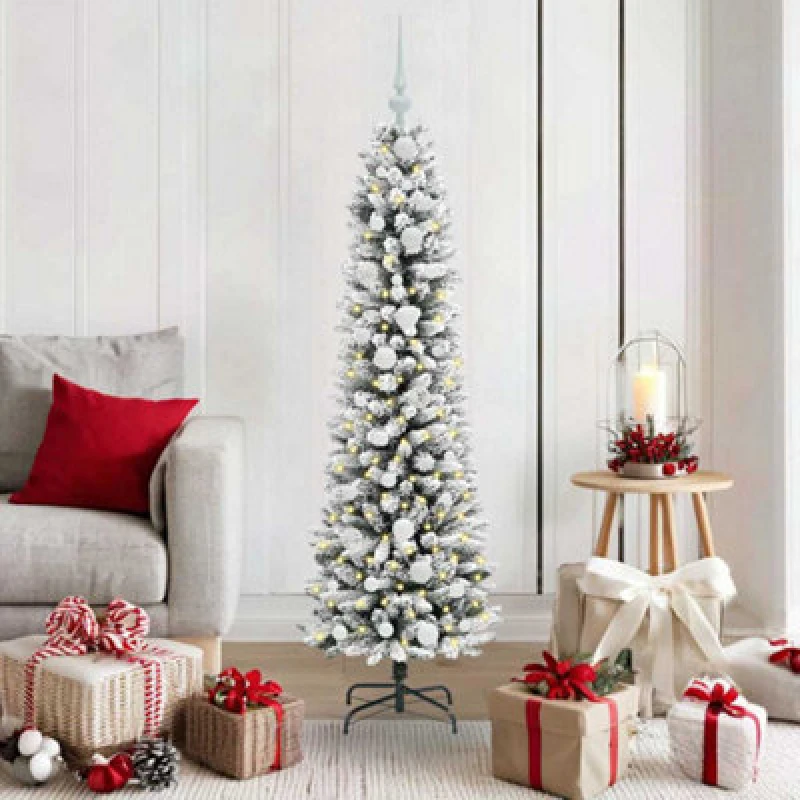 Image of vidaXL Artificial Christmas Tree with 150 LEDs, White Balls Green and white 150 cm, Green 3396096