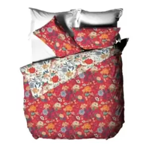 Image of Furn Azalea Floral Duvet Cover Set (Double) (Red) - Red