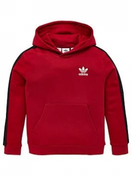 Image of Boys, adidas Originals Childrens Tape Hoodie - Burgundy, Size 9-10 Years