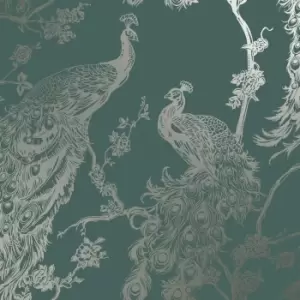 Image of Holden Decor Glistening Peacock Green Wallpaper