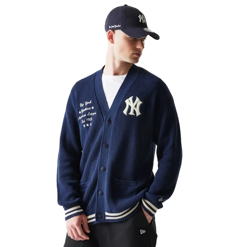 Image of new era Cardigan New Era MLB Collegiate Script New York Yankees Bleu Male L