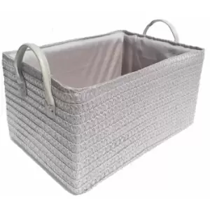 Image of Topfurnishing - Neon Bright Colours Toys Baby Nursery Organiser Cupboard Storage Basket + Handle Hamper basket [Light Grey,Medium 30x20x16cm] - Light