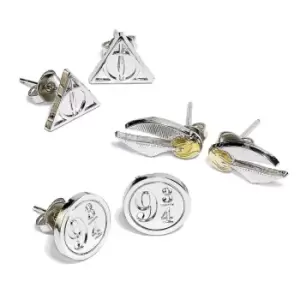 Image of Harry Potter Silver Plated Earring Set (One Size) (Silver)
