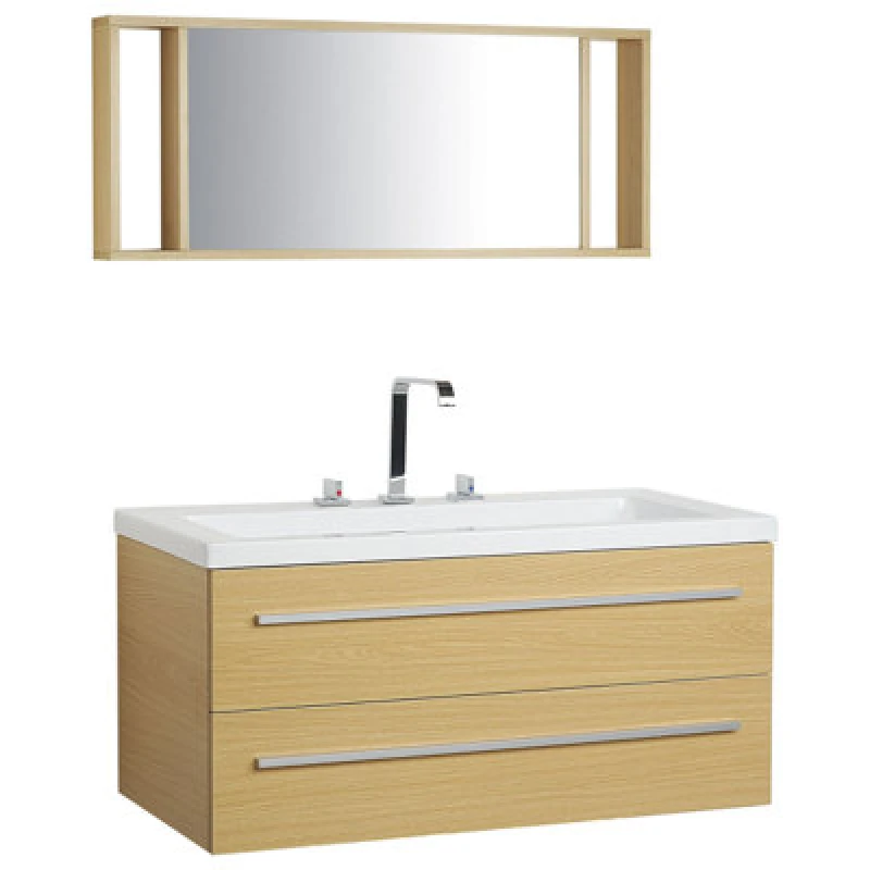 Image of Beliani Bathroom Vanity Set Almeria 101cm Beige