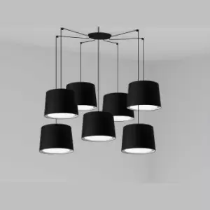 Image of Conga Black Pendant Suspension Pendant Lamp 7 Light