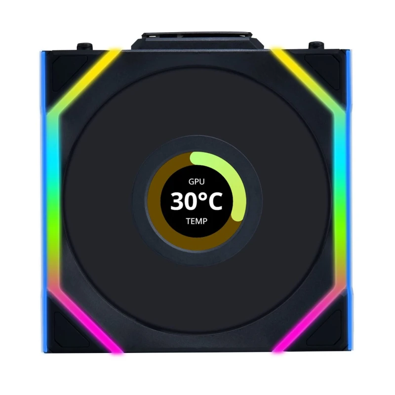 Image of Lian Li UNI SL WIRELESS LCD RGB Reverse Flow 120mm Fan - Black