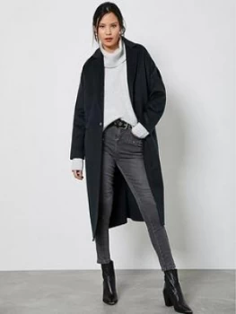 Image of Mint Velvet Mint Velvet Popper Detail Split Seam Coat, Forest Green, Size XL, Women
