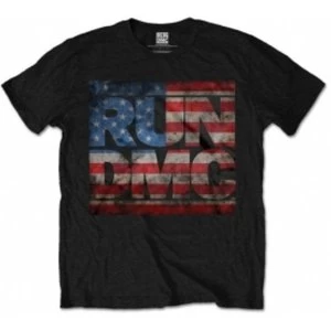 image of Run DMC Americana Logo Mens Black T Shirt: Large