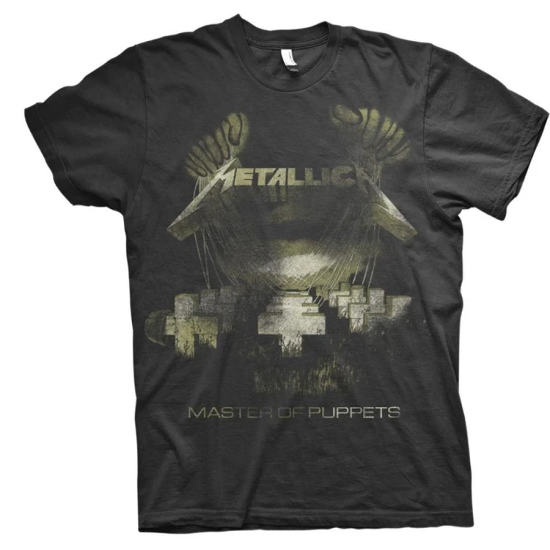 Image of Metallica Mens Master Of Puppets Distressed T-Shirt in Black Size: Medium Black Male M