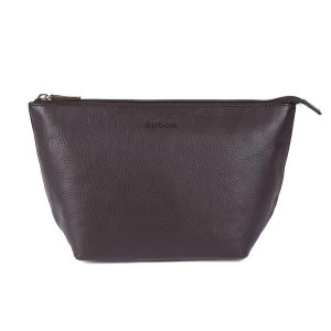 Barbour Unisex Kilnsey Leather Washbag Dark Brown One