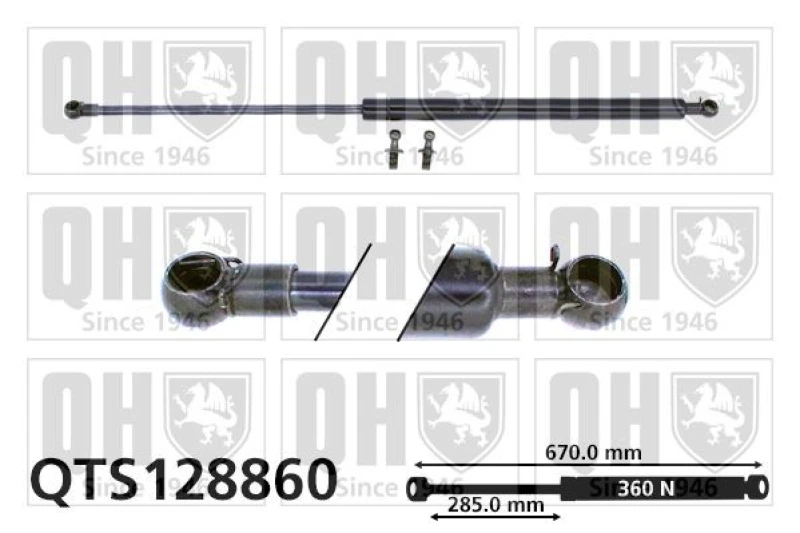 Image of QUINTON HAZELL Tailgate strut QUINTON HAZELL QTS128860