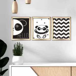 Image of 3ACT-003 Multicolor Decorative Framed MDF Painting (3 Pieces)