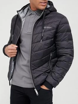 Image of Armani Exchange Hooded Padded Down Fill Jacket Black Size M Men