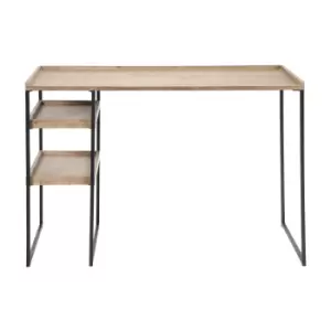 image of Olivia's Candice Natural Wood Veneer and Black Metal Desk