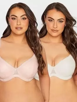 Image of Yours 2 Pack Sheer Lace Padded Bra, Pink, Size 38E, Women