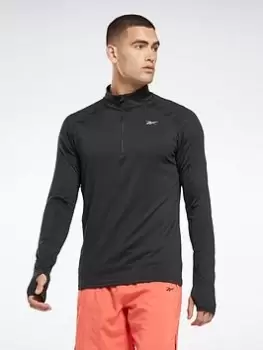 Image of Reebok Running Quarter-Zip Long-Sleeve Top - Black Size XS Men