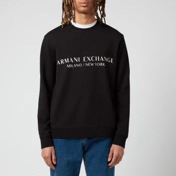 Image of Armani Exchange Mens Logo Crewneck Sweatshirt - Black - XL
