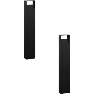 Image of 2 PACK IP44 Outdoor Bollard Light Anthracite Aluminium 6W LED Tall Lamp Post