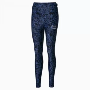 Image of PUMA x Mr Doodle Printed Womens Leggings, Black, size X Small, Clothing