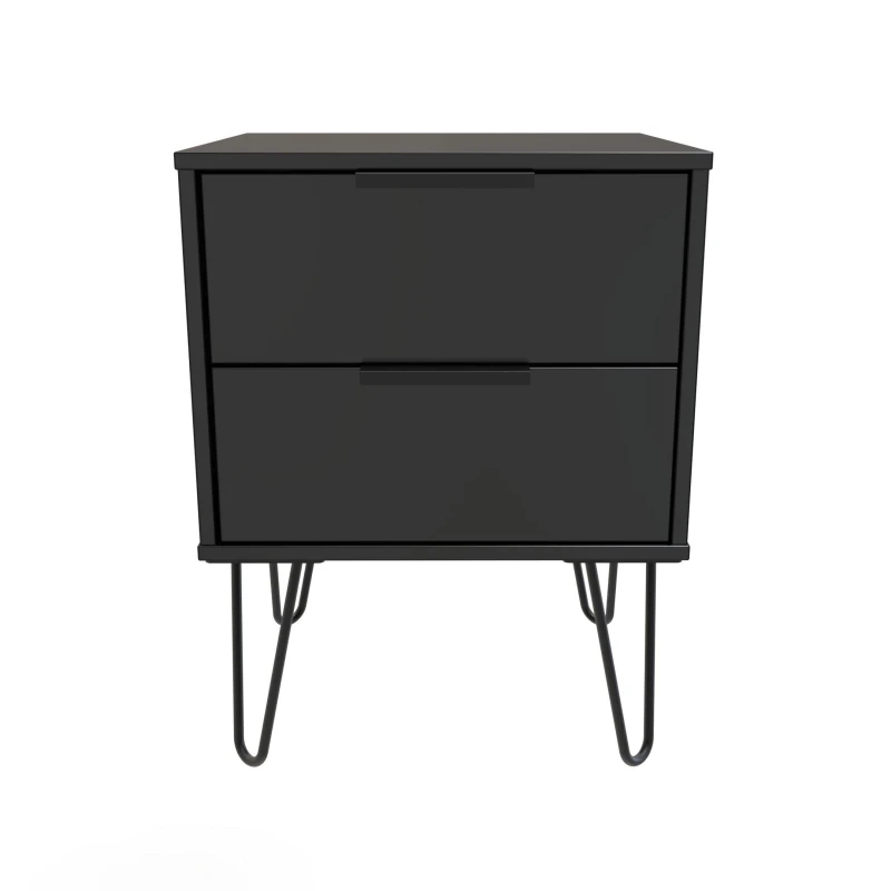 Image of Fuji 2 Drawer Bedside Cabinet In Black Matt (Ready Assembled)