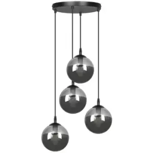 Image of Emibig Cosmo Black Globe Cluster Pendant Ceiling Light with Graphite Glass Shades, 4x E14